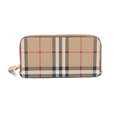 BURBERRY Large Check Card Holder 8073978 canvas leather Brown Multicolor NEW