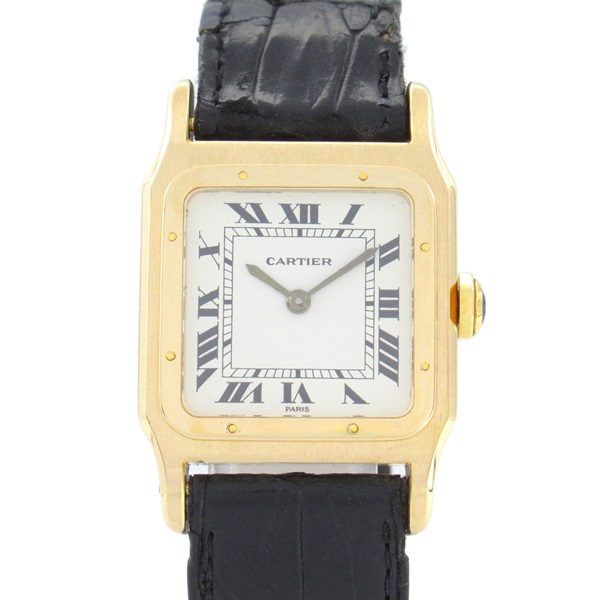 CARTIER Santos Dumont Wrist Watch 78097 manual winding 18KYG leather Used Women