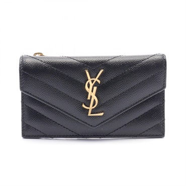 SAINT LAURENT Monogram fragment Card Holder 612808BOW011000 leather Black NEW