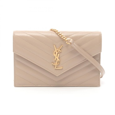 SAINT LAURENT Cassandra Envelope Shoulder Bag 742920BOW012721 leather Beige NEW