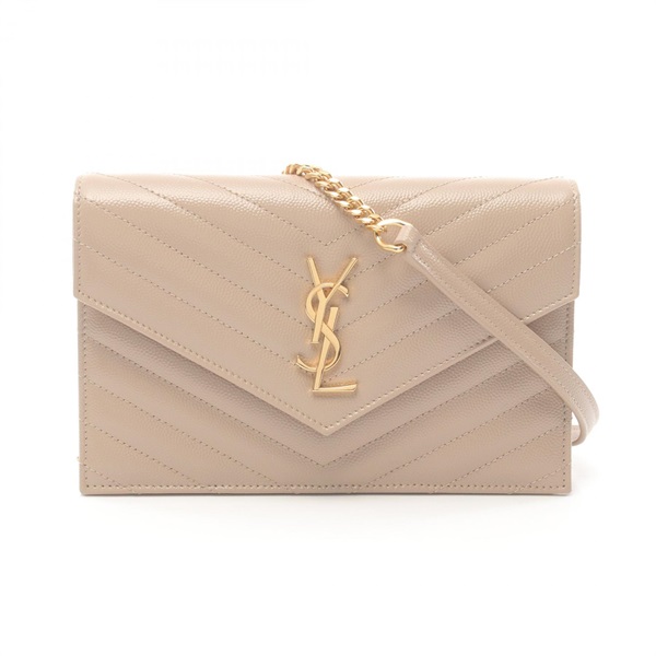 SAINT LAURENT Cassandra Envelope Shoulder Bag 742920BOW012721 leather Beige NEW