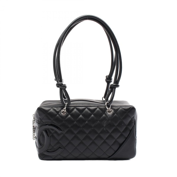 CHANEL Cambon line bowling Shoulder Bag A25171 leather Black Used SHW