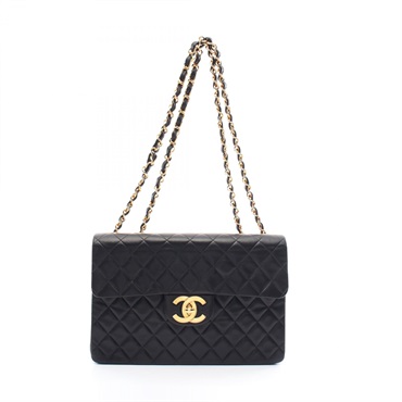 CHANEL Jumbo Matelasse34 chain Shoulder Bag A01094 Lambskin Black Used GHW