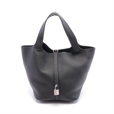 HERMES Picotin Lock PM Hand bucket bag B Taurillon Clemence Black SHW