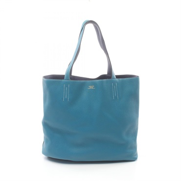 HERMES Doble Sense 45 Tote Bag Q 062270CA Taurillon Clemence Blue izmir used