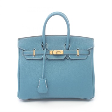 HERMES Birkin 25 Hand bag W 041344CC Togo leather new blue jean Used SHW