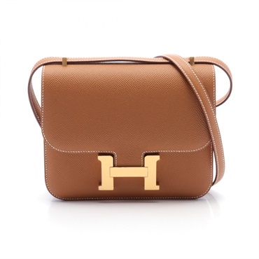 HERMES Constance 3 Mini Miroir Shoulder Bag W 083905CK Epsom Gold Used GHW