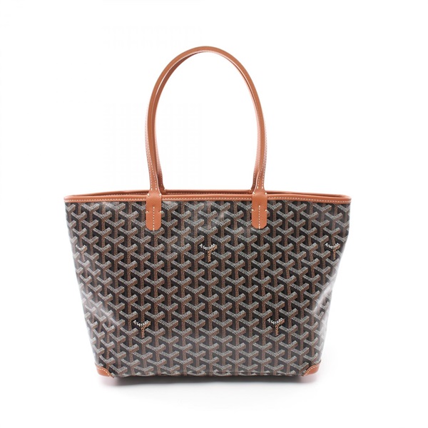 GOYARD Artois PM Tote Hand Bag PVC coated canvas leather Black Brown Used Women