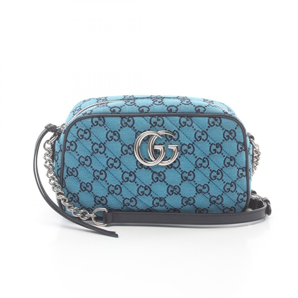 GUCCI GG Marmont Shoulder Bag 447632 canvas leather Blue Navy Used Women