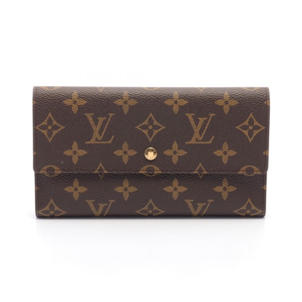 LOUIS VUITTON Portefeuille International long wallet M61217 Monogram Brown Used