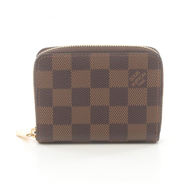 LOUIS VUITTON zip around coin purse Wallet N63070 Damier Ebene canvas Brown Used