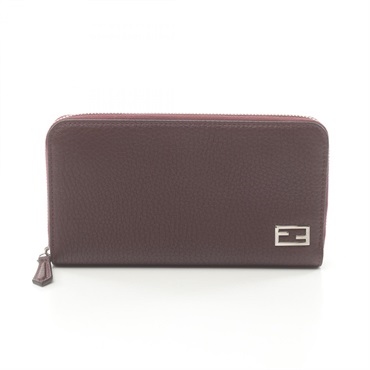 FENDI Around long wallet Purse 7MO210 AJE6 leather Bordeaux Used unisex