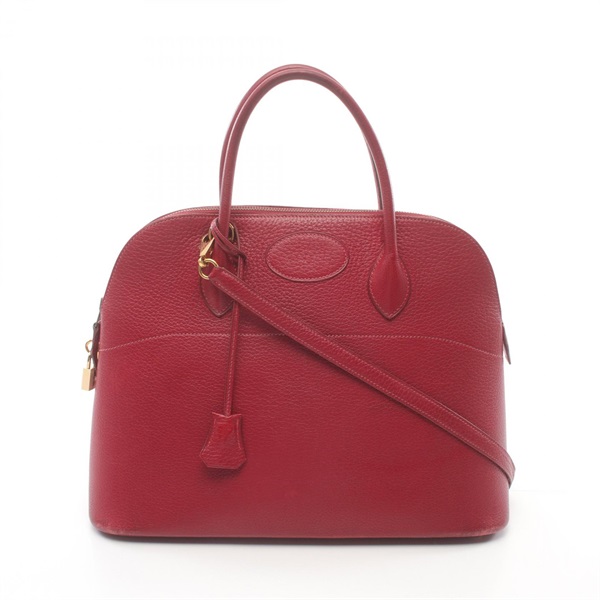 HERMES Bolide 35 Shoulder Hand bag Ardennes leather GHW Red Used Women