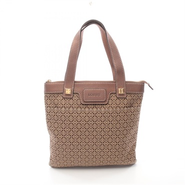 LOEWE anagram Tote Hand Bag canvas leather Beige Brown Used Women