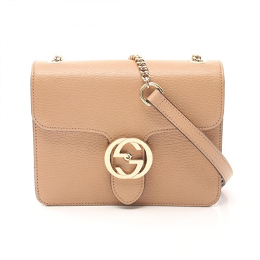 GUCCI Interlocking G Shoulder Bag 510304 leather Beige Used Women crossbody