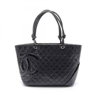 CHANEL Cambon Line Large Tote Bag A25169 leather Patent leather Black Used Women