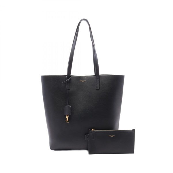 SAINT LAURENT SHOPPING BAG MEDIUM N/S Tote Bag 600306 leather Black Used Women