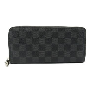 LOUIS VUITTON Zippy Vertical wallet N63095 Damier graphite canvas Black used LV