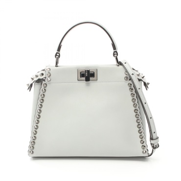 FENDI Mini Peekaboo 2way shoulder Handbag 8BN244 leather Gray Used Women SHW