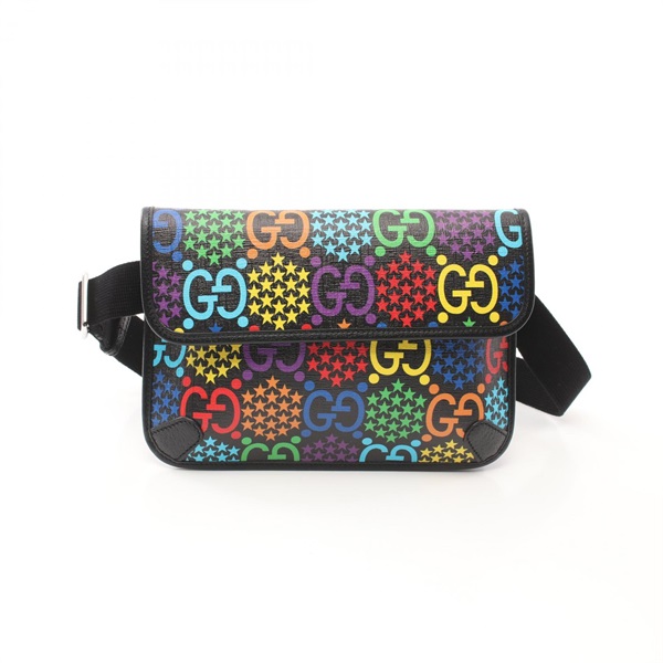 GUCCI GG psychedelic Waist bag 598113 canvas Black Multicolor Used unisex