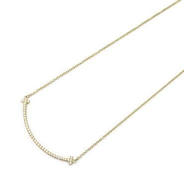 TIFFANY＆CO T Smile Small Diamond Necklace 18KYG Yellow Gold Used women