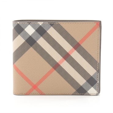 BURBERRY Vintage check Bifold purse Wallet 8091926 canvas Beige Multicolor NEW