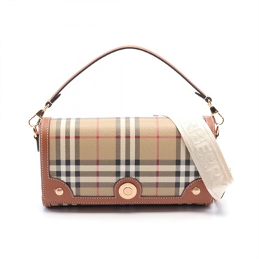 BURBERRY Vintage check Hand bag 8092048 canvas leather Beige Brown NEW Women