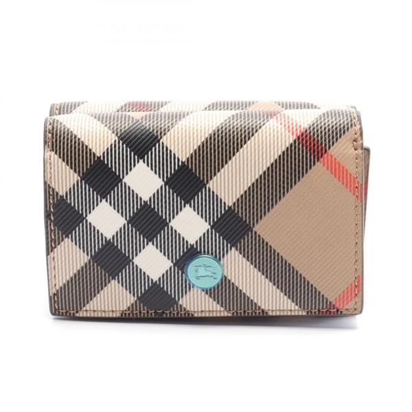 BURBERRY Vintage check Tri-fold wallet 8095291 canvas Beige Multicolor NEW Women