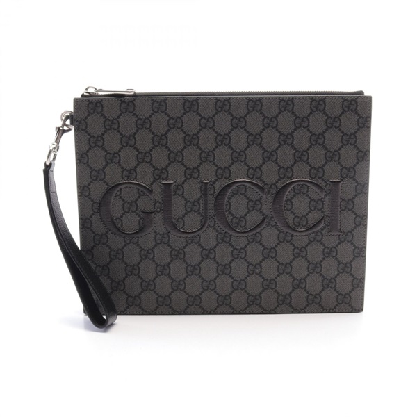 GUCCI GG Supreme business clutch bag 768374FACSM1249 canvas leather Gray NEW