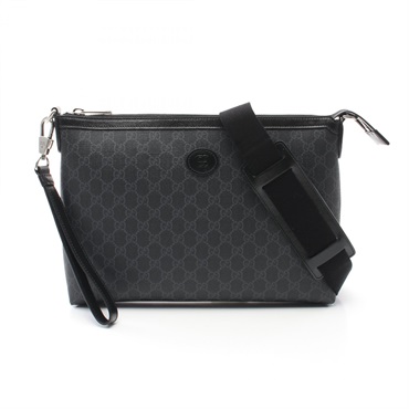 GUCCI Interlocking GG Supreme Shoulder Bag 79208492THN1000 canvas leather Black