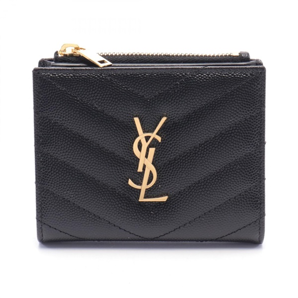 SAINT LAURENT PARIS Monogram Bi-fold wallet 575879BOW011000 leather Black NEW