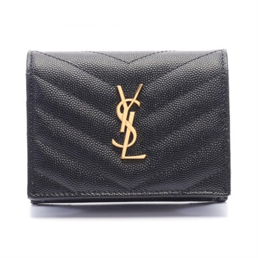 SAINT LAURENT PARIS Monogram Bi-fold wallet 668290BOWA11000 leather Black NEW