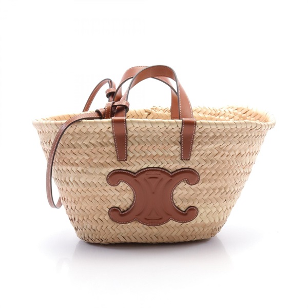 CELINE Teen Triomphe Classic Pannier Hand bag 194002CGG04LU leather Raffia Beige