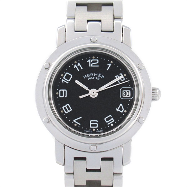 HERMES Clipper Wrist Watch CL4.210 Quartz Stainless Steel Used Women