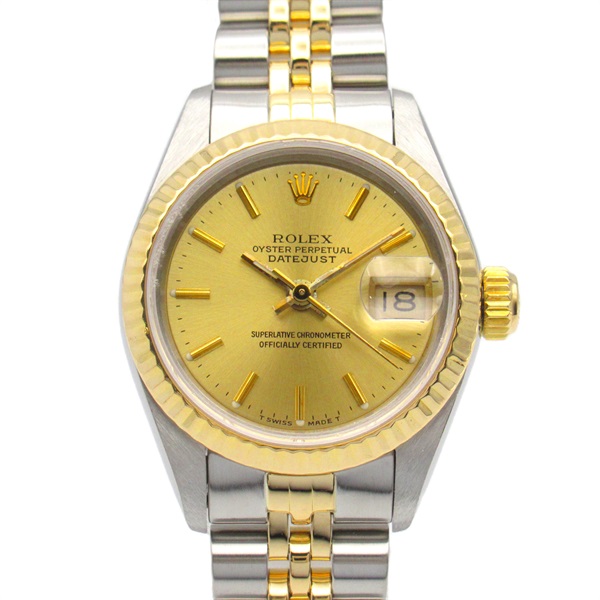 ROLEX Datejust E Wrist Watch 69173 18KYG Yellow Gold Stainless Steel Used Women