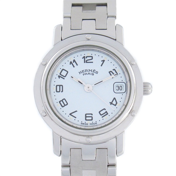 HERMES Clipper Wrist Watch CL4.210 Quartz Stainless Steel Used Women