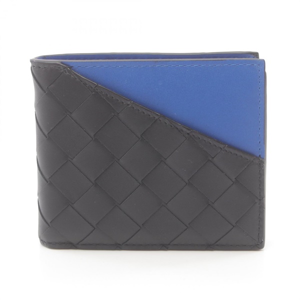 BOTTEGA VENETA Intrecciato Bi-fold wallet 619390VCPQ71015 leather Black Blue NEW