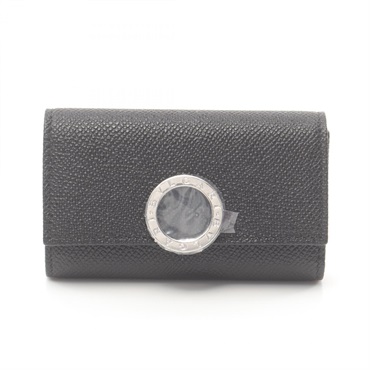 BVLGARI Man 6 hooks key holder 30422GRAINBLK leather Black NEW mens