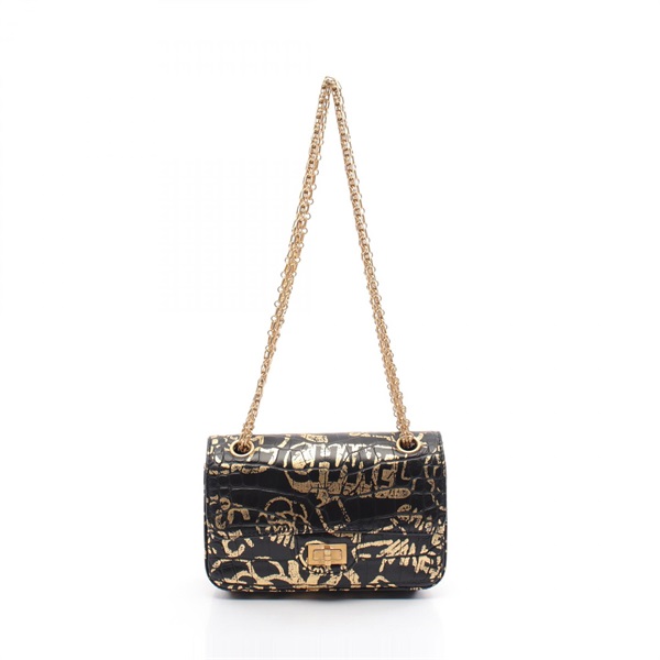 CHANEL CC 2.55 Mini Shoulder Bag AS0874 leather Black Gold Used Women Coco