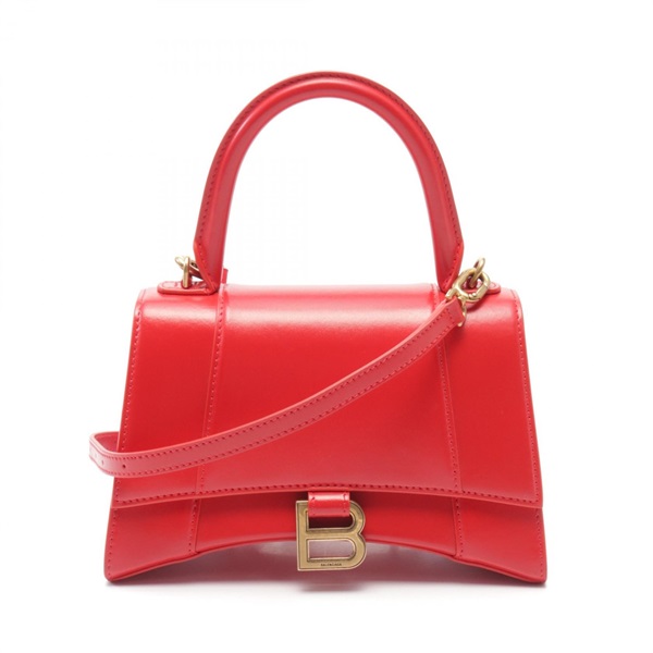 BALENCIAGA HOURGLASS 2way shoulder Handbag 593546 leather Red Used Women