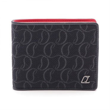 Christian Louboutin Bi-fold wallet Purse 1245223B137 canvas leather Black Used