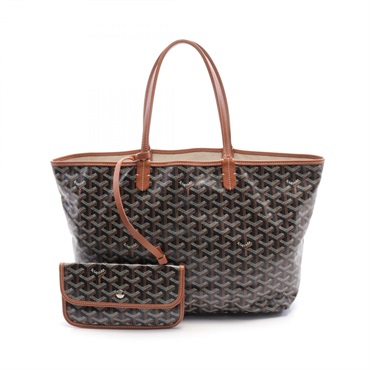 GOYARD Saint Louis PM Tote Hand Bag canvas leather Black Brown White Used Women