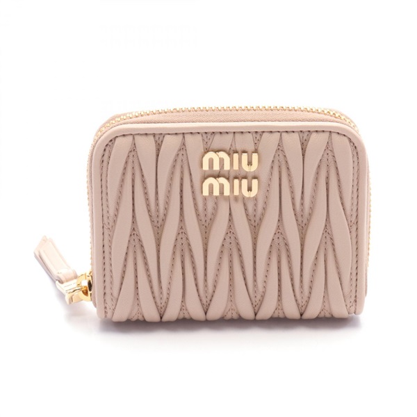 Miu Miu MATELASSE coin zip around compact purse 5MM2682FPPF0236 leather Pink