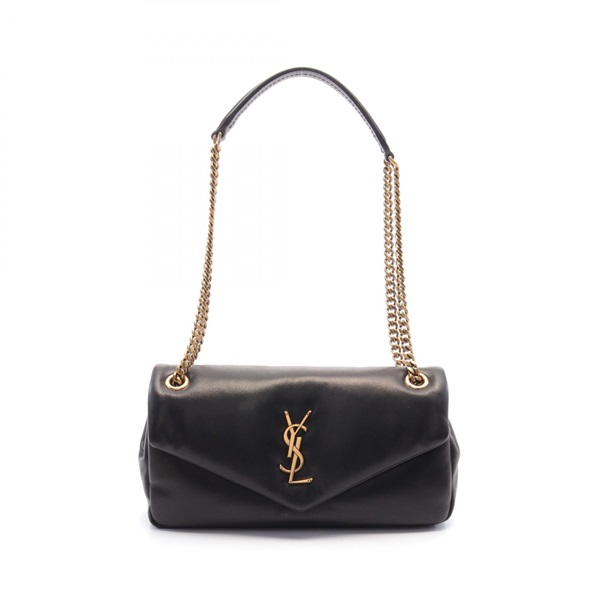 SAINT LAURENT PARIS YSL logo chain Shoulder Bag 734153AACQO1000 leather Black