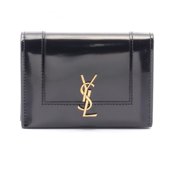 SAINT LAURENT PARIS Cassandra Card Holder 757272AACQP1000 Patent leather Black