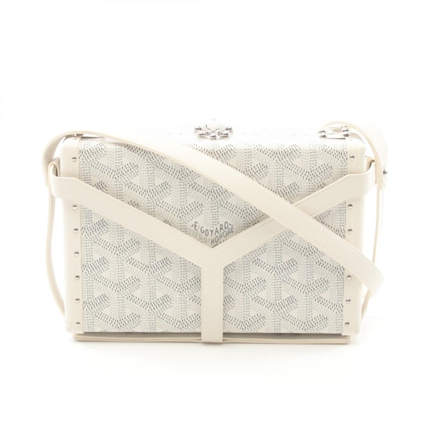 GOYARD Minaudiere Trunk Shoulder Bag canvas leather White Used Women