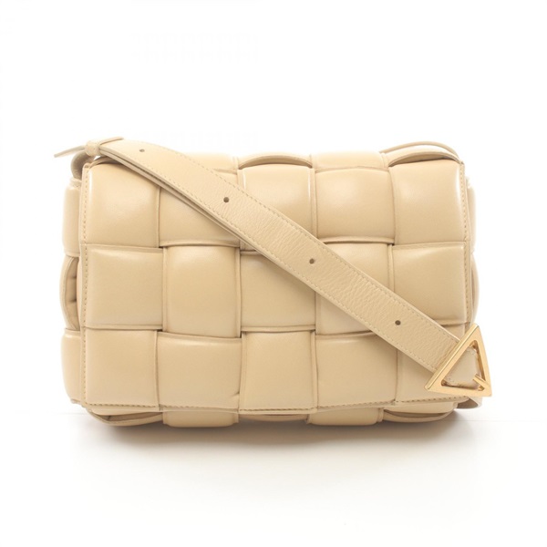 BOTTEGA VENETA Cassette Intrecciato Shoulder Bag 591970 leather Beige Used