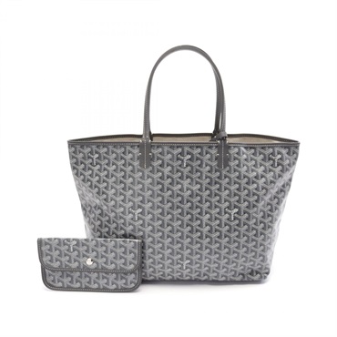 GOYARD Saint Louis PM Tote Bag PVC coated canvas leather Gray White Used Women