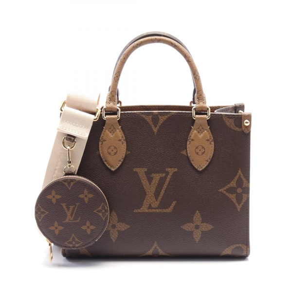 LOUIS VUITTON On the Go PM 2way Handbag M46373 Monogram Reverse Beige Used Women