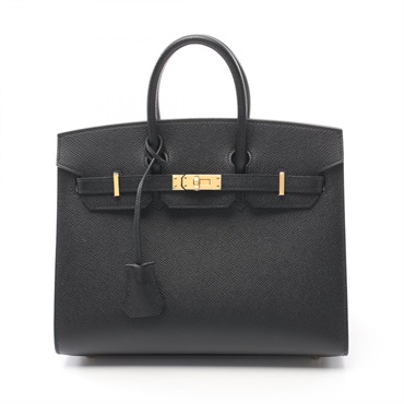 HERMES Birkin 25 Sellier Hand bag 079234CC Epsom Leather GHW Black Noir Used
